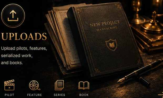 Uploads — upload pilots, features, serialized work and books